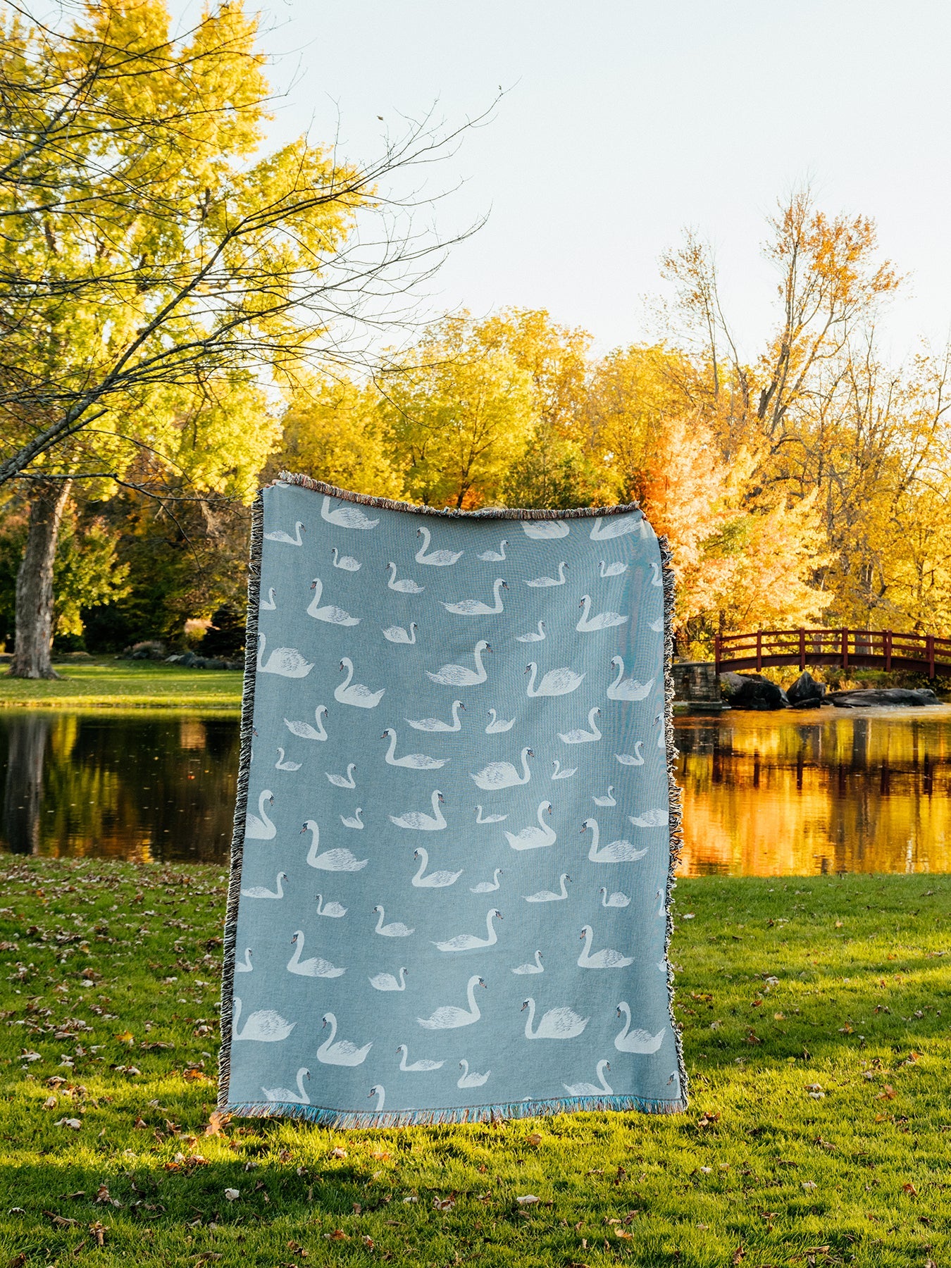 Swans Woven Throw Blanket