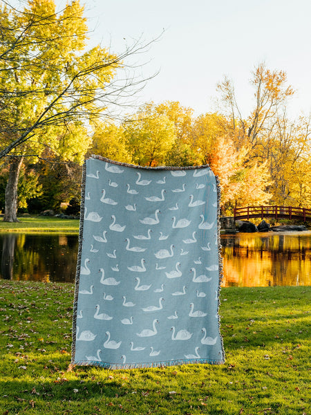 Swans Woven Throw Blanket