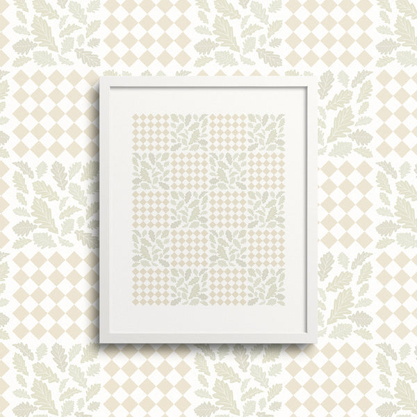 Kate Golding Botanical Quilt (Buff) Art Print from her Heirlooms Collection. Canadian designed art for your home. Kate Golding also creates wallpaper and textiles.