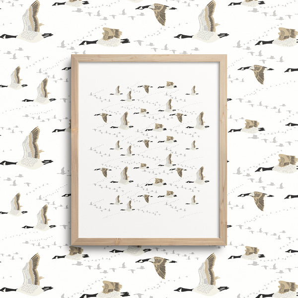Kate Golding Canada Geese Art Print from her Prince Edward County Collection.  Canadian designed art for your home.  Kate Golding also creates wallpaper and textiles.