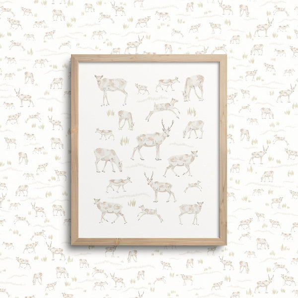 Kate Golding Caribou Art Print from her Newfoundland Collection.  Canadian designed art for your home.  Kate Golding also creates wallpaper and textiles.