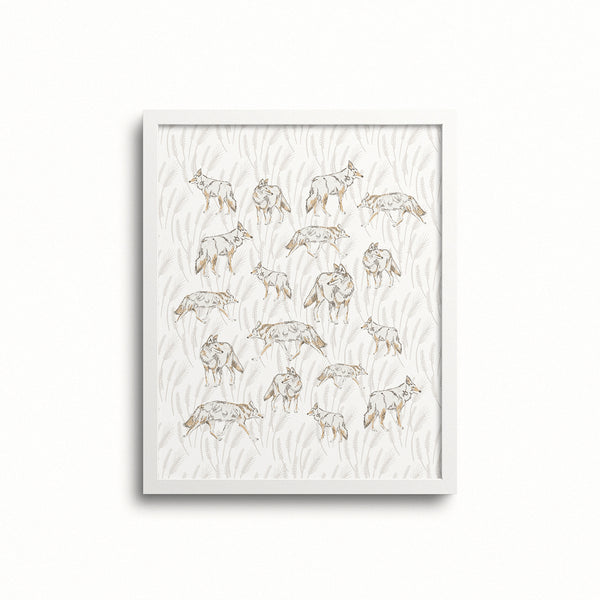 Kate Golding Coyote (Putty) Art Print from her Prince Edward County Collection.  Canadian designed art for your home.  Kate Golding also creates wallpaper and textiles.