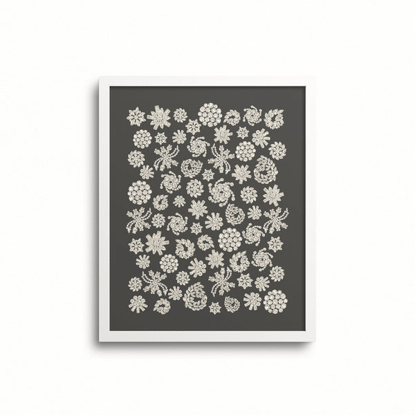 Kate Golding Crystals (Black) Art Print from her Heirlooms Collection. Canadian designed art for your home. Kate Golding also creates wallpaper and textiles.