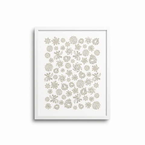Kate Golding Crystals (White) Art Print from her Heirlooms Collection. Canadian designed art for your home. Kate Golding also creates wallpaper and textiles.