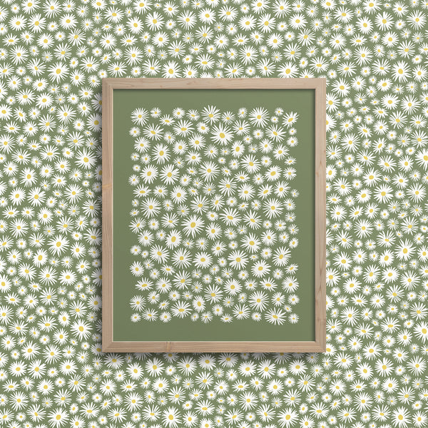 Kate Golding Daisy (Green) Art Print from her Magical Day Collection.  Canadian designed art for your home.  Kate Golding also creates wallpaper and textiles.