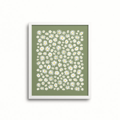 Kate Golding Daisy (Green) Art Print from her Magical Day Collection.  Canadian designed art for your home.  Kate Golding also creates wallpaper and textiles.