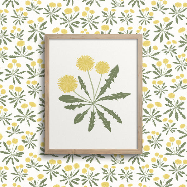 Kate Golding Dandelion One (White) Art Print from her Magical Day Collection.  Canadian designed art for your home.  Kate Golding also creates wallpaper and textiles.