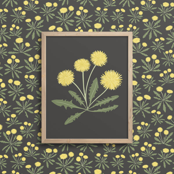 Kate Golding Dandelion Two (Charcoal) Art Print from her Magical Day Collection.  Canadian designed art for your home.  Kate Golding also creates wallpaper and textiles.