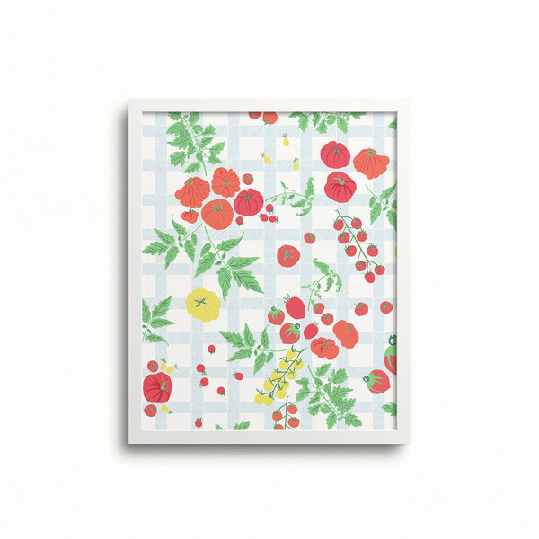 Kate Golding Heirloom Tomato Harvest Art Print from her Prince Edward County Collection.  Canadian designed art for your home.  Kate Golding also creates wallpaper and textiles.