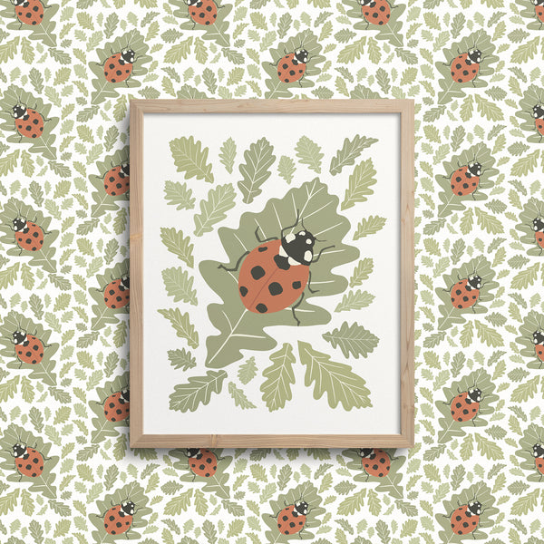 Kate Golding Ladybird Art Print from her Magical Day Collection.  Canadian designed art for your home.  Kate Golding also creates wallpaper and textiles.