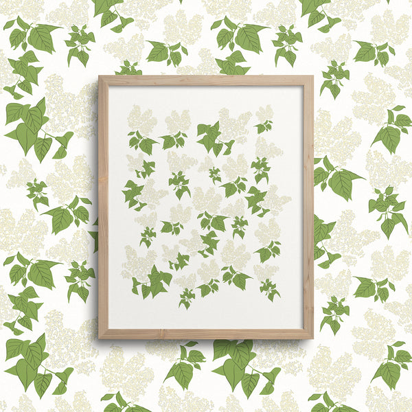 Kate Golding Lilac (cream) Art Print from her Prince Edward County Collection.  Canadian designed art for your home.  Kate Golding also creates wallpaper and textiles.