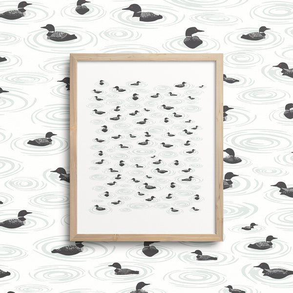 Kate Golding Loon Lake Art Print from her Great Lakes Collection.  Canadian designed art for your home.  Kate Golding also creates wallpaper and textiles.