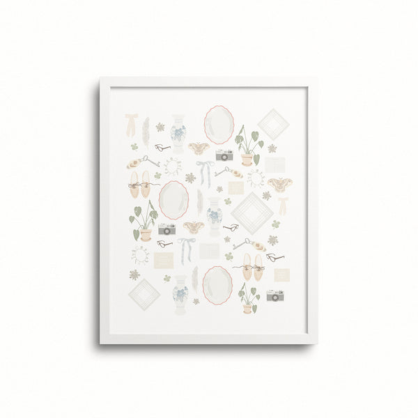 Kate Golding Storied Life Art Print from her Heirlooms Collection. Canadian designed art for your home. Kate Golding also creates wallpaper and textiles.