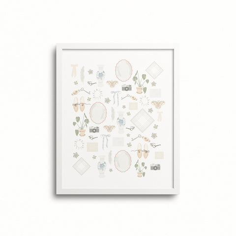 Kate Golding Storied Life Art Print from her Heirlooms Collection. Canadian designed art for your home. Kate Golding also creates wallpaper and textiles.