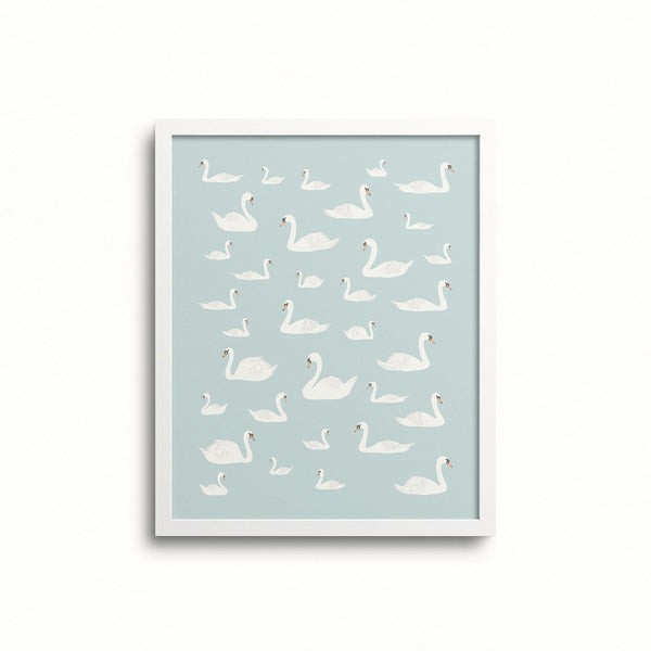 Kate Golding Swans Art Print from her Magical Day Collection.  Canadian designed art for your home.  Kate Golding also creates wallpaper and textiles.