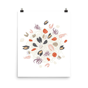 Kate Golding Frutti di Mare Art Print from her Luncheon Collection.  Canadian designed art for your home.  Kate Golding also creates wallpaper and textiles.