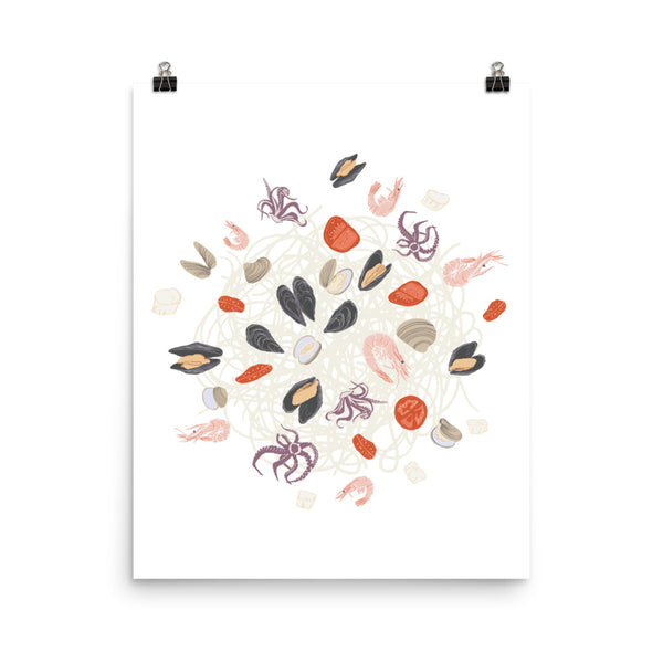 Kate Golding Frutti di Mare Art Print from her Luncheon Collection.  Canadian designed art for your home.  Kate Golding also creates wallpaper and textiles.