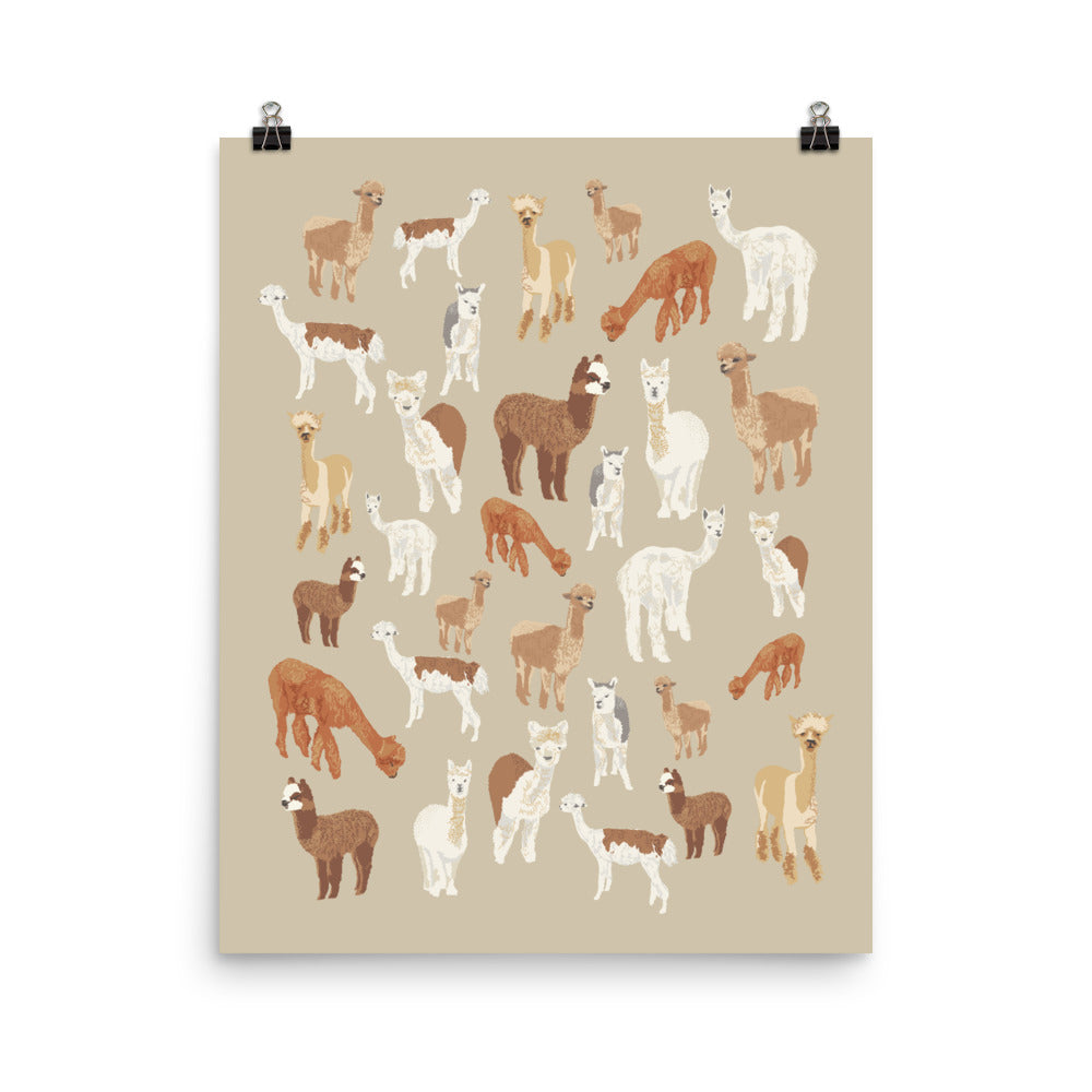 Kate Golding Alpaca (Tan) Art Print from her Prince Edward County Collection.  Canadian designed art for your home.  Kate Golding also creates wallpaper and textiles.