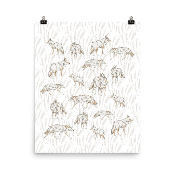 Kate Golding Coyote (Putty) Art Print from her Prince Edward County Collection.  Canadian designed art for your home.  Kate Golding also creates wallpaper and textiles.