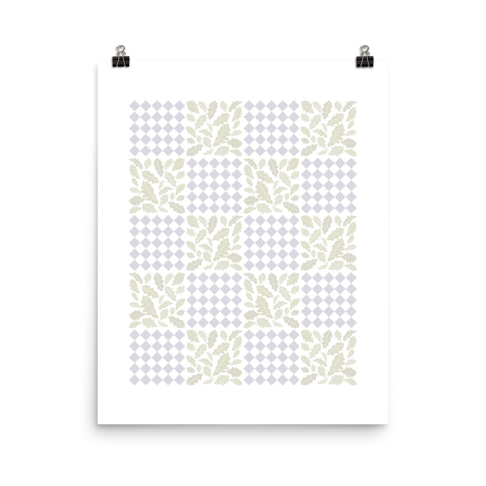 Kate Golding Botanical Quilt (Periwinkle) Art Print from her Heirlooms Collection. Canadian designed art for your home. Kate Golding also creates wallpaper and textiles.