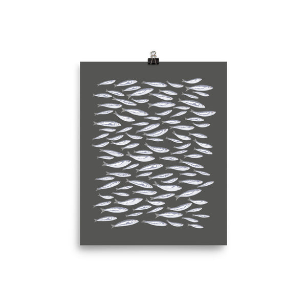 Kate Golding Sardines (Charcoal) Art Print from her Luncheon Collection.  Canadian designed art for your home.  Kate Golding also creates wallpaper and textiles.