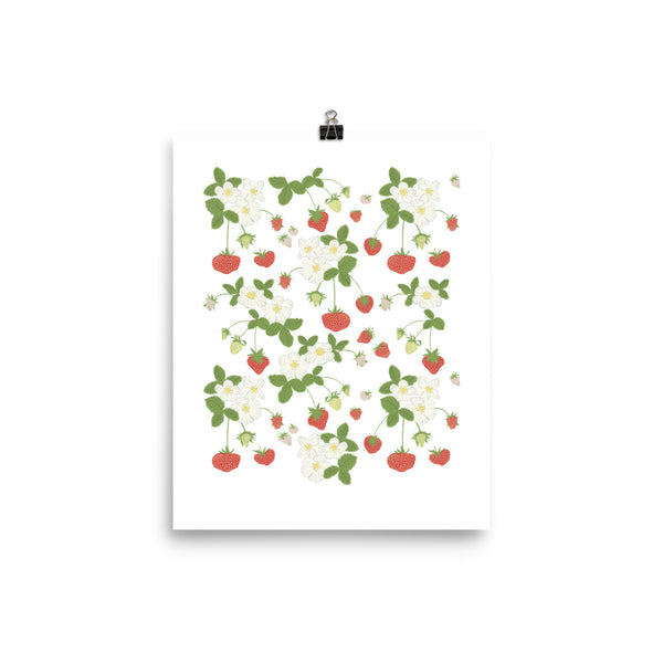 Kate Golding Strawberry Social Art Print from her Prince Edward County Collection.  Canadian designed art for your home.  Kate Golding also creates wallpaper and textiles.