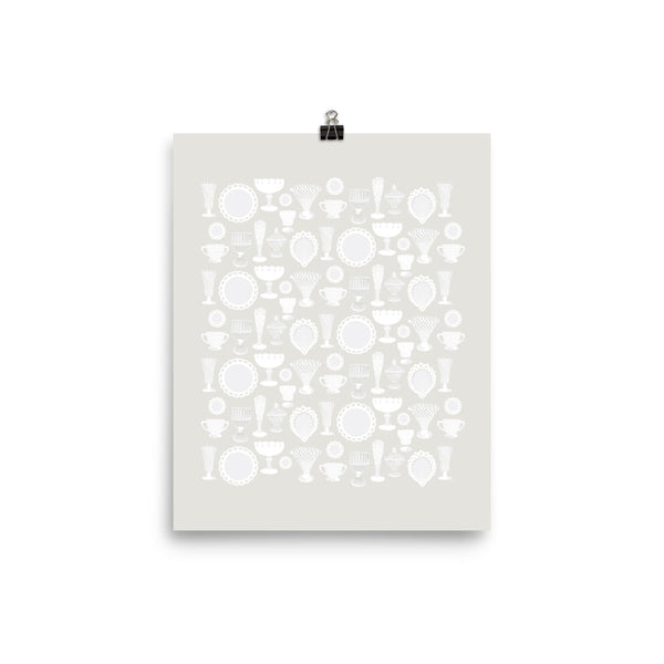 Kate Golding Milk Glass (Putty) Art Print from her Heirlooms Collection. Canadian designed art for your home. Kate Golding also creates wallpaper and textiles.